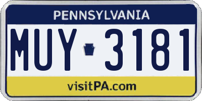 PA license plate MUY3181