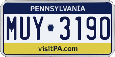 PA license plate MUY3190