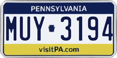 PA license plate MUY3194