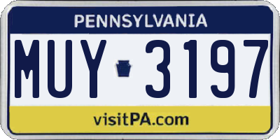 PA license plate MUY3197