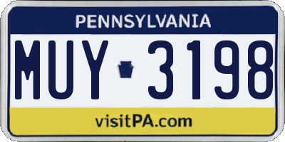 PA license plate MUY3198