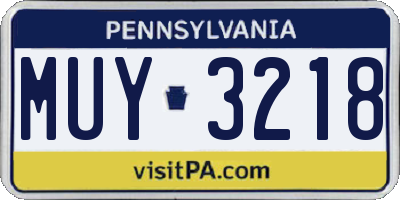 PA license plate MUY3218