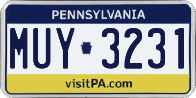 PA license plate MUY3231