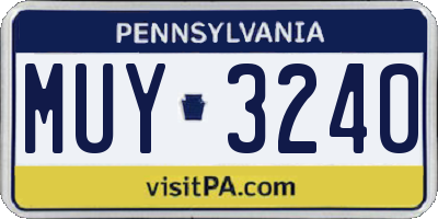 PA license plate MUY3240