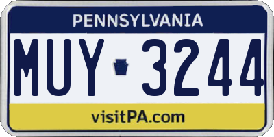 PA license plate MUY3244