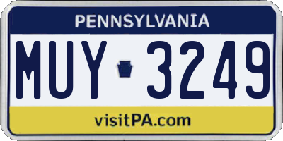 PA license plate MUY3249