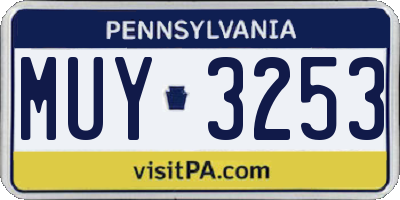 PA license plate MUY3253