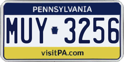 PA license plate MUY3256