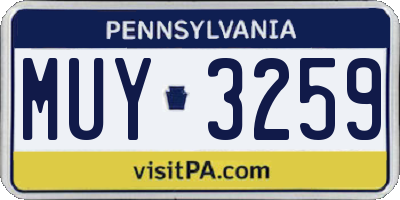 PA license plate MUY3259