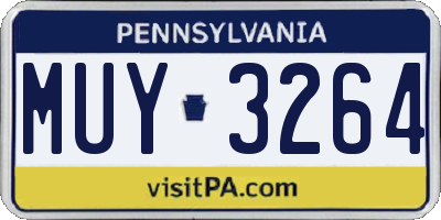PA license plate MUY3264