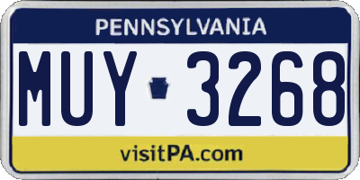 PA license plate MUY3268