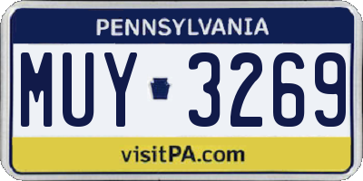 PA license plate MUY3269