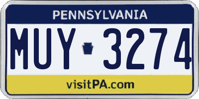 PA license plate MUY3274