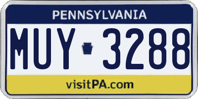 PA license plate MUY3288