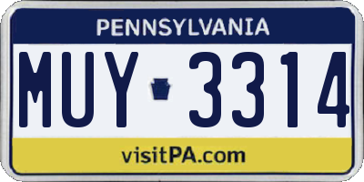 PA license plate MUY3314