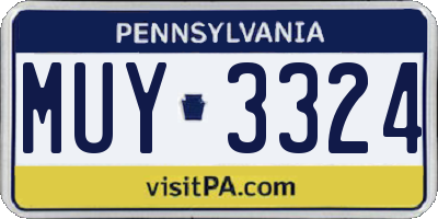 PA license plate MUY3324