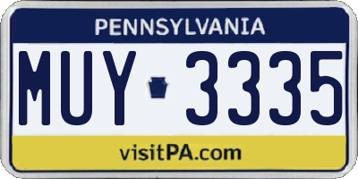 PA license plate MUY3335