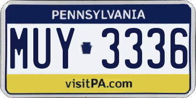 PA license plate MUY3336