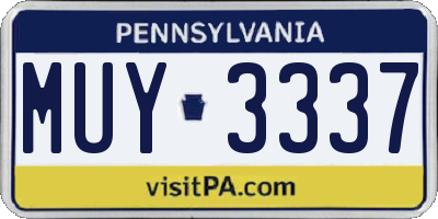 PA license plate MUY3337