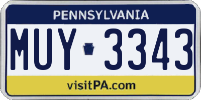 PA license plate MUY3343