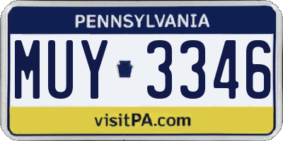 PA license plate MUY3346