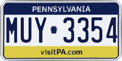 PA license plate MUY3354