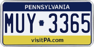 PA license plate MUY3365