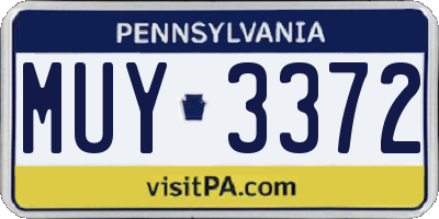 PA license plate MUY3372