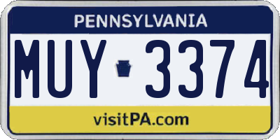 PA license plate MUY3374