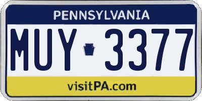 PA license plate MUY3377