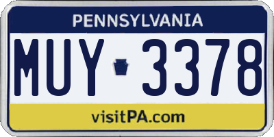 PA license plate MUY3378