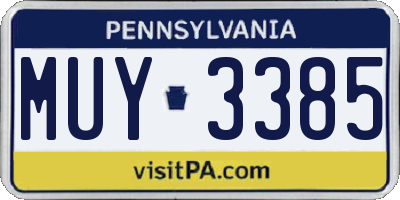 PA license plate MUY3385