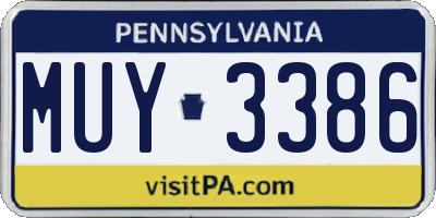 PA license plate MUY3386