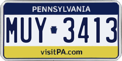 PA license plate MUY3413