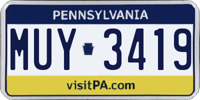 PA license plate MUY3419