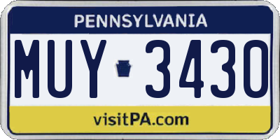PA license plate MUY3430