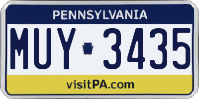 PA license plate MUY3435