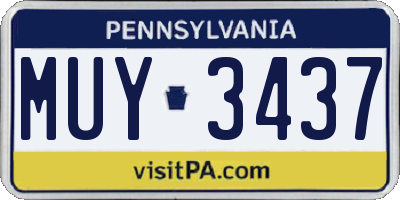 PA license plate MUY3437