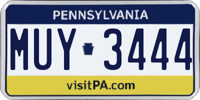 PA license plate MUY3444