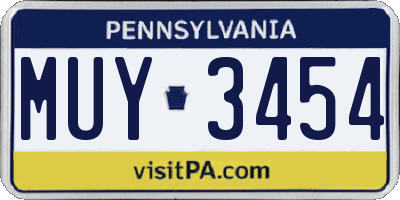 PA license plate MUY3454