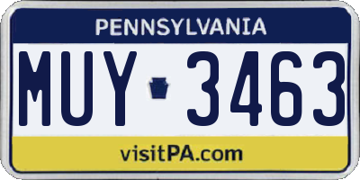 PA license plate MUY3463