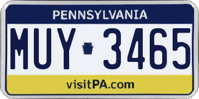 PA license plate MUY3465