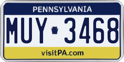 PA license plate MUY3468