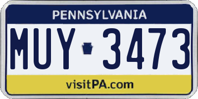 PA license plate MUY3473