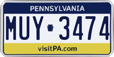 PA license plate MUY3474