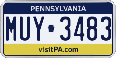 PA license plate MUY3483