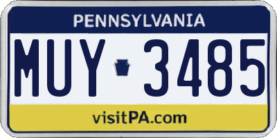 PA license plate MUY3485