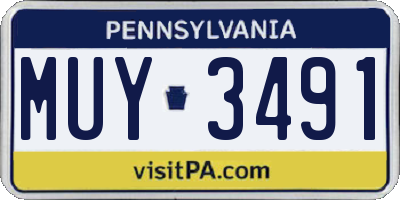PA license plate MUY3491