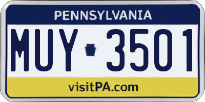 PA license plate MUY3501