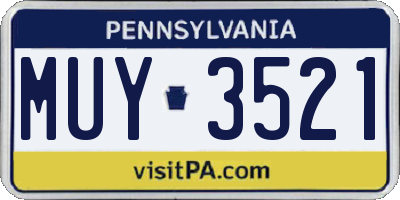 PA license plate MUY3521